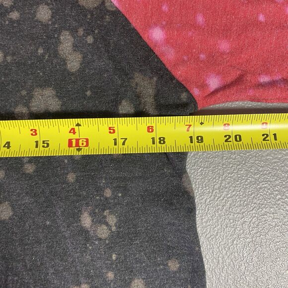 GRUBBWEAR Raglan Shirt Bleach Splatter Tee Thrashed Grunge Womens M Black Red - Picture 6 of 7